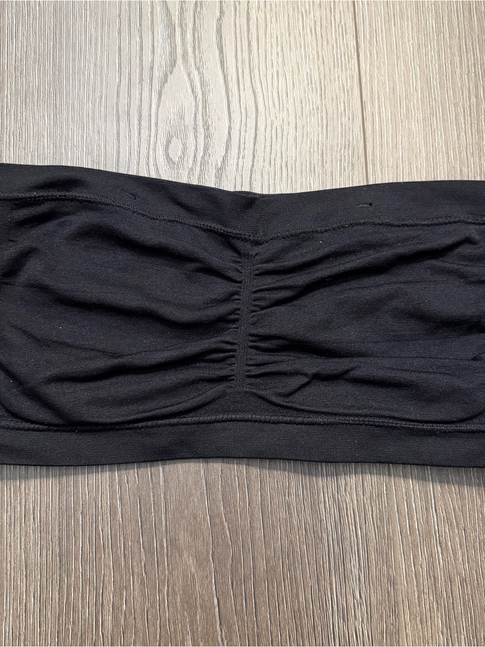Black Strapless Ruched Bandeau Top